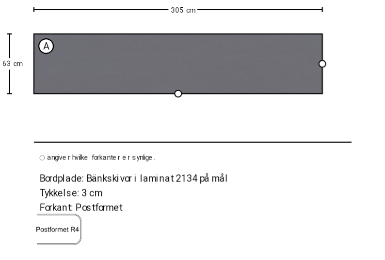 Bänkskivor i laminat 2134 på mål