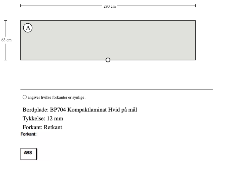 BP704 Kompaktlaminat Hvid på mål