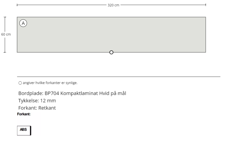 BP704 Kompaktlaminat Hvid på mål