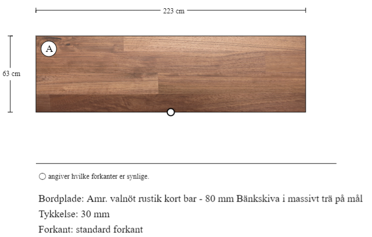 Amr. valnöt rustik kort bar - 80 mm Bänkskiva i massivt trä på mål