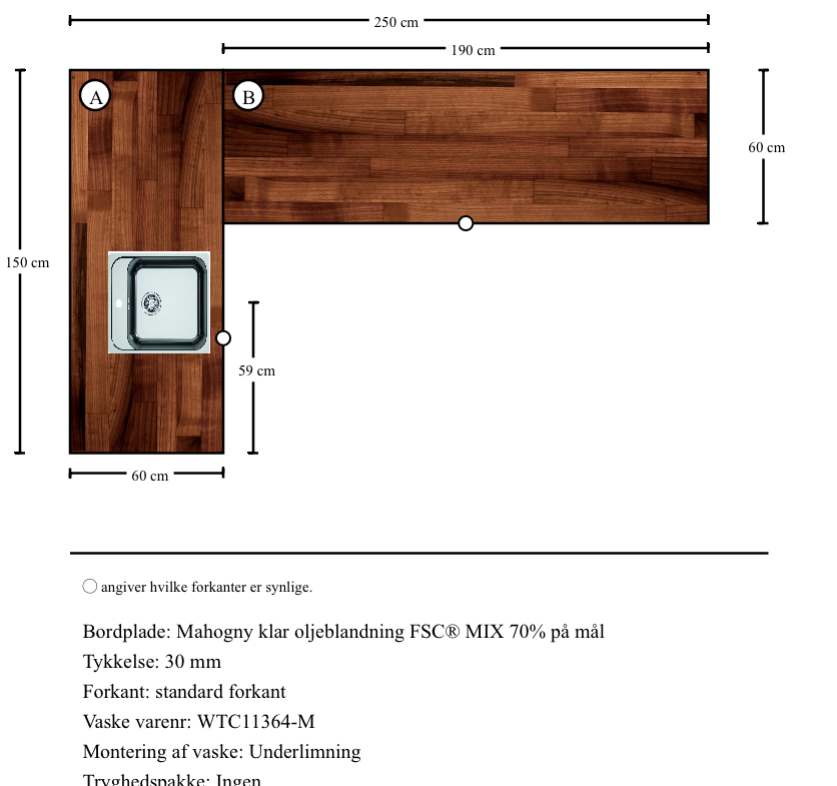 Mahogny klar oljeblandning FSC® MIX 70% på mål