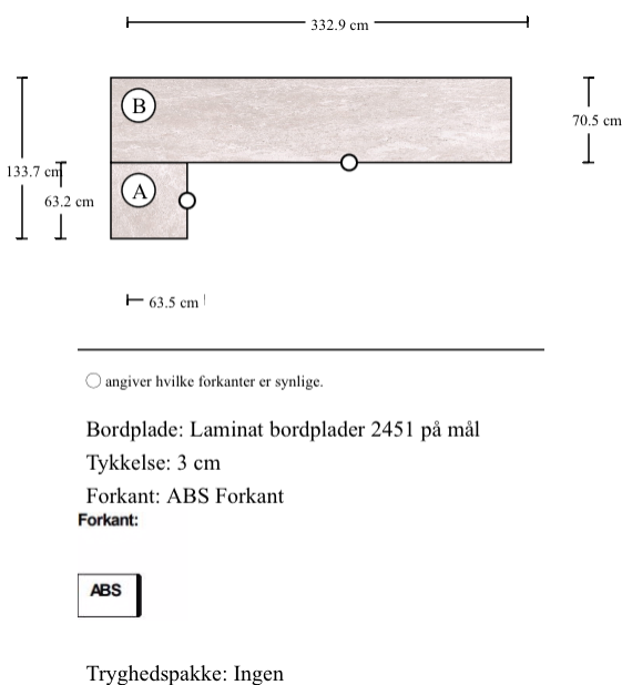 Laminat bordplader 2451 på mål