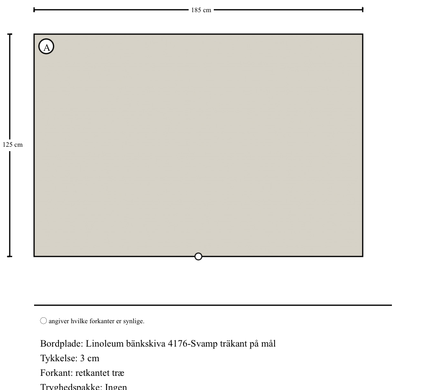 Linoleum bänkskiva 4176-Svamp träkant på mål