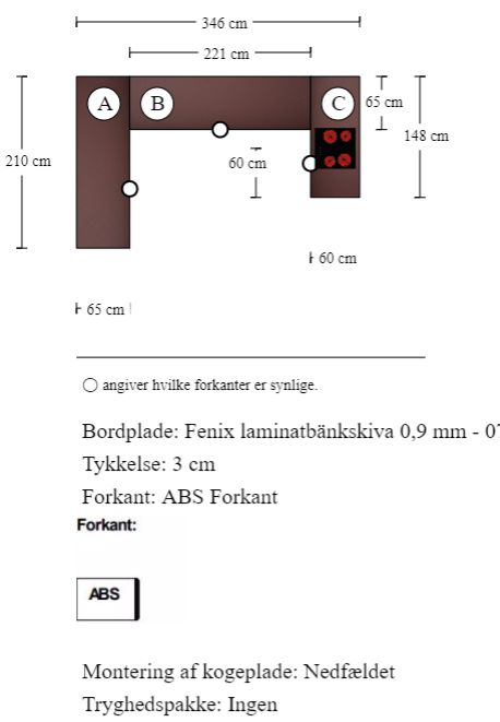 Fenix laminatbänkskiva 0,9 mm - 0751 Rosso Jaipur på mål